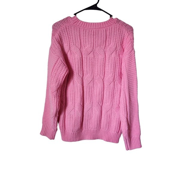 Vintage Cable‎ Knit Handmade Pink Sweater Women’s Size Medium - Picture 2 of 2